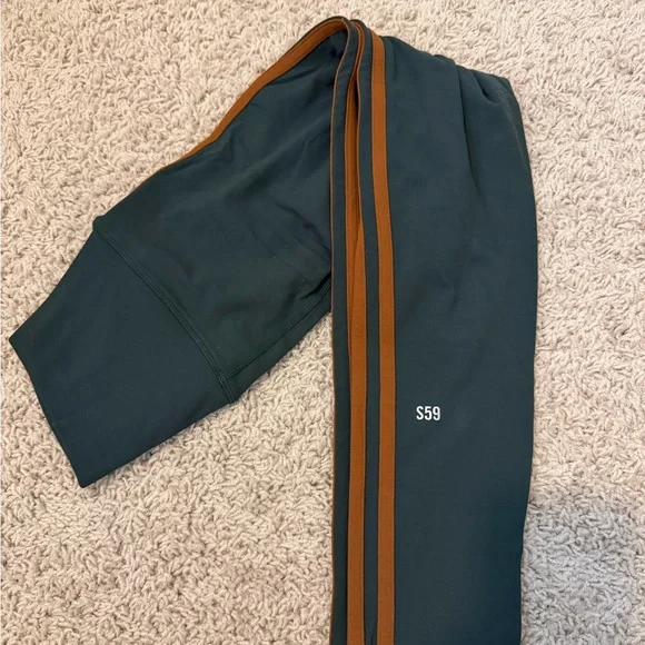 Splits59 Forest Green Leggings with Orange Stripes - Picture 3 of 3